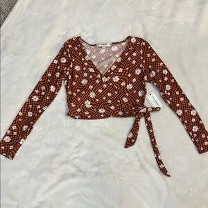 Forever 21 Brown Floral Crop Top